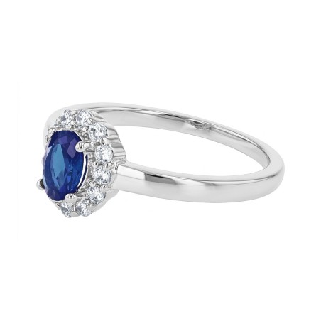 Bague femme solitaire entourage argent 925/1000 et spinelle bleue edo70100637 – solitaires femme