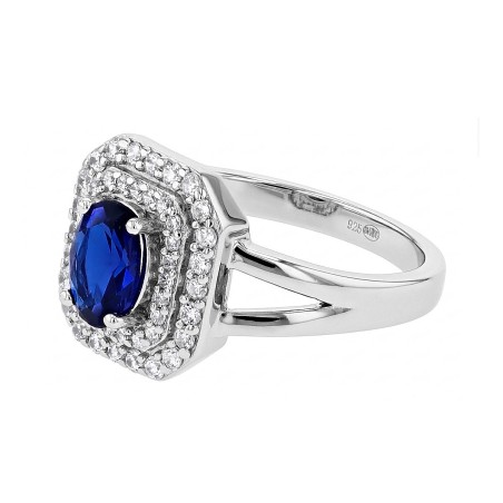 Bague femme entourage edora argent 925/1000 et spinelle bleue edo70100647 – bagues femme