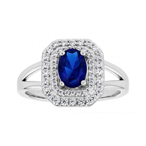 Bague Femme Entourage EDORA ARGENT 925/1000 et Spinelle bleue EDO70100647