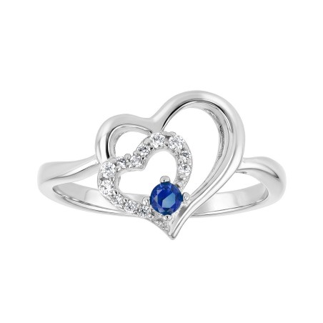 Bague femme coeurs argent 925/1000 et spinelle bleue edo70100654 – toutes nos bagues femme