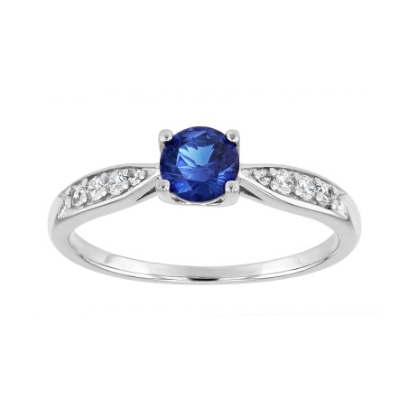 Bague femme solitaire accompagné argent 925/1000 et spinelle bleue edo70100667 – solitaires femme