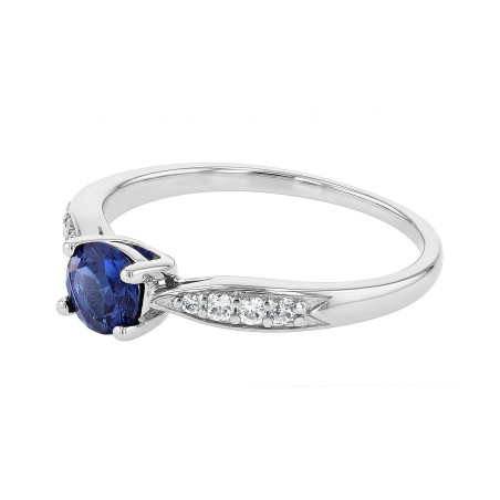 Bague femme solitaire accompagné argent 925/1000 et spinelle bleue edo70100667 – solitaires femme