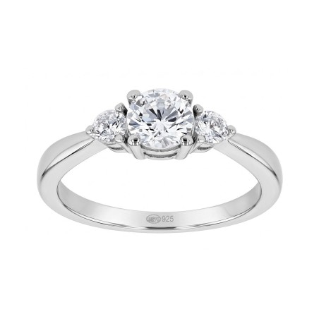 Bague femme trilogie argent 925/1000 et oxydes edo70100675 – bagues de fiançailles femme