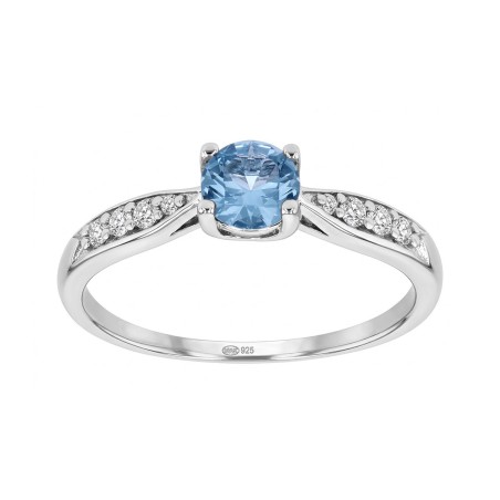 Bague femme solitaire accompagné argent 925/1000 et spinelle bleue edo70100686 – solitaires femme