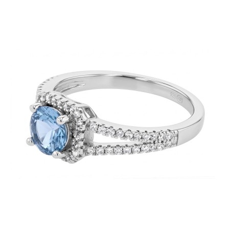 Bague Femme Solitaire Accompagné ARGENT 925/1000 et Spinelle Bleue
