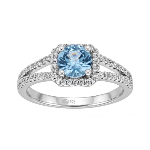Bague Femme Solitaire Accompagné ARGENT 925/1000 et Spinelle Bleue
