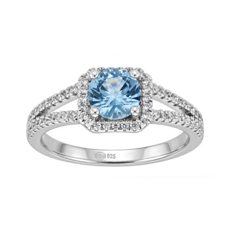 Bague femme solitaire accompagné argent 925/1000 et spinelle bleue – solitaires femme