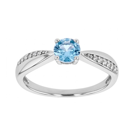 Bague femme solitaire argent 925/1000 et spinelle bleue – solitaires femme