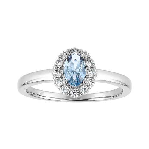 Bague Femme Solitaire Entourage ARGENT 925/1000 et Spinelle Bleue