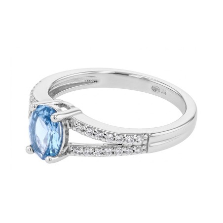 Bague femme solitaire argent 925/1000 et spinelle bleue – solitaires femme