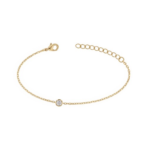 Bracelet Femme Solitaire PLAQUE OR Jaune et Oxyde