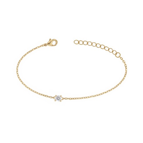 Bracelet femme solitaire EDORA PLAQUE OR et oxyde