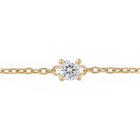 Bracelet femme solitaire EDORA PLAQUE OR et oxyde