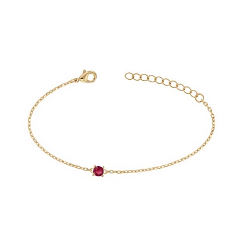 Bracelet femme solitaire EDORA PLAQUE OR et spinelle rouge