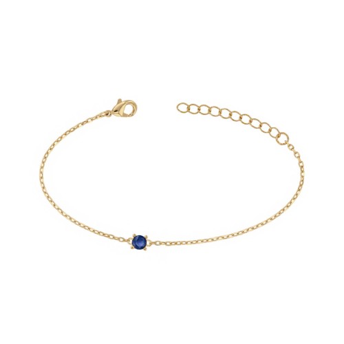 Bracelet femme solitaire EDORA PLAQUE OR et spinelle bleue