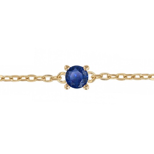 Bracelet femme solitaire EDORA PLAQUE OR et spinelle bleue
