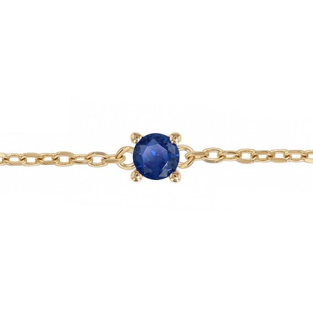 Bracelet femme solitaire EDORA PLAQUE OR et spinelle bleue