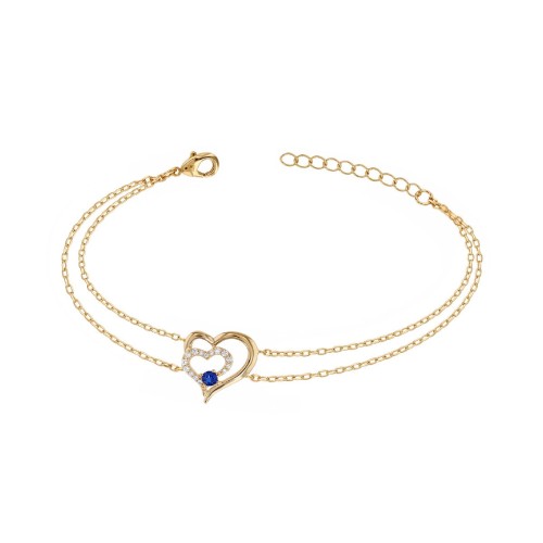 bracelet femme double coeurs EDORA plaqué or et oxydes EDO76300174