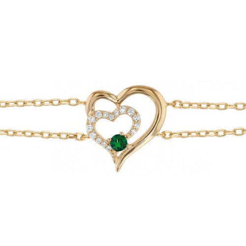 Bracelet femme double cœurs EDORA plaqué or et oxydes EDO76300175