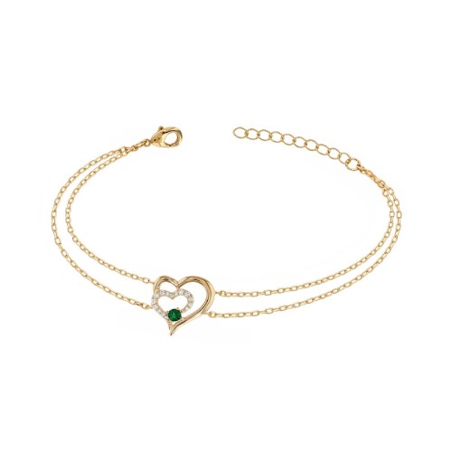 Bracelet femme double cœurs EDORA plaqué or et oxydes EDO76300175