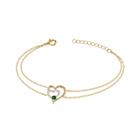 Bracelet femme double cœurs edora plaqué or et oxydes edo76300175 – bracelets plaqué or