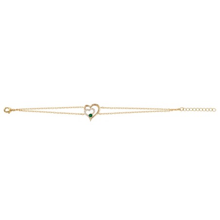 Bracelet femme double cœurs edora plaqué or et oxydes edo76300175 – bracelets plaqué or