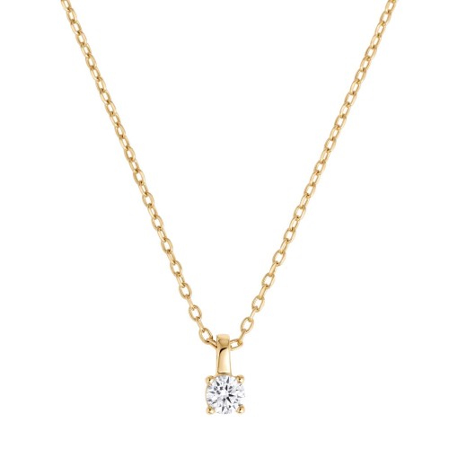 Collier Femme Solitaire PLAQUE OR Jaune et Oxyde