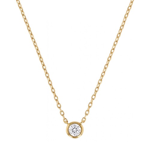 Collier Femme Solitaire PLAQUE OR Jaune et Oxyde