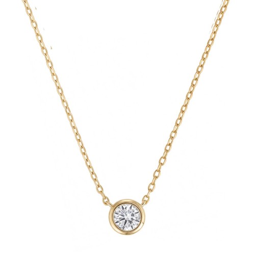 Collier Femme Solitaire PLAQUE OR Jaune et Oxyde