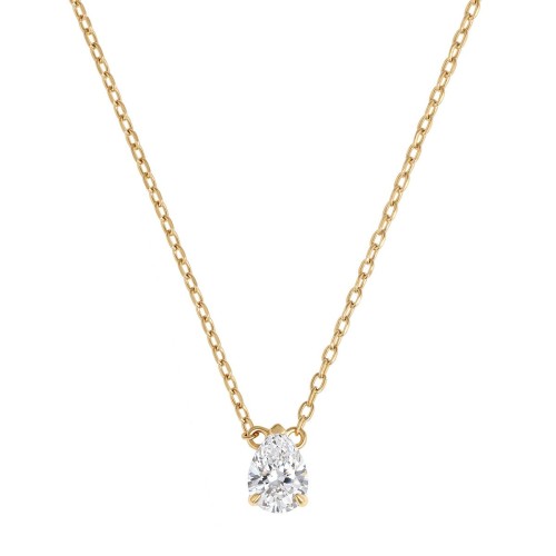 Collier Femme Solitaire PLAQUE OR Jaune et Oxyde