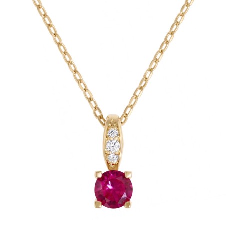 Collier femme solitaire edora plaque or et spinelle rouge – colliers femme