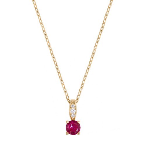 Collier femme solitaire EDORA PLAQUE OR et spinelle rouge