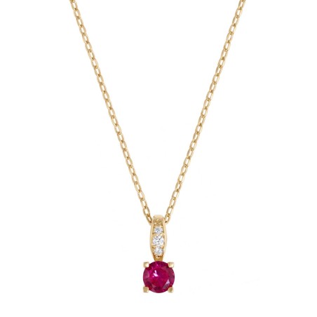 Collier femme solitaire edora plaque or et spinelle rouge – colliers femme