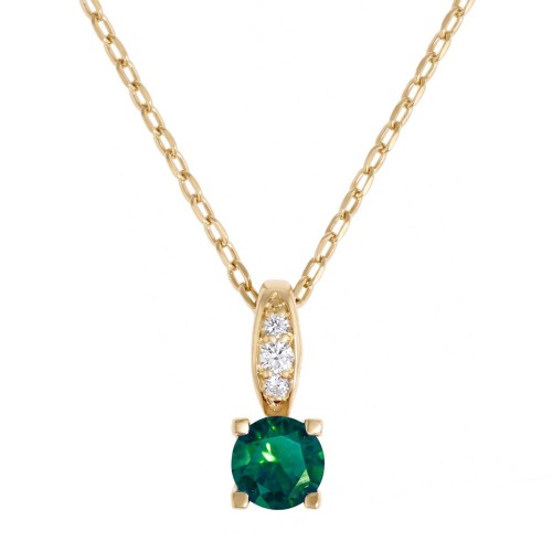 Collier femme solitaire EDORA PLAQUE OR et spinelle verte