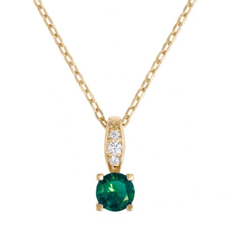 Collier femme solitaire EDORA PLAQUE OR et spinelle verte
