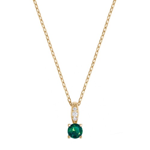 Collier femme solitaire EDORA PLAQUE OR et spinelle verte