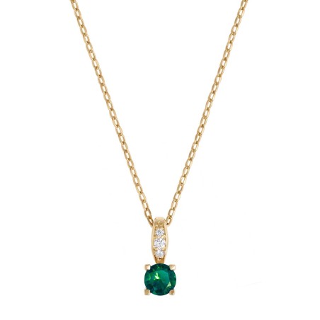 Collier femme solitaire edora plaque or et spinelle verte – colliers femme