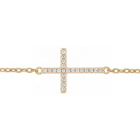 Bracelet femme croix plaque or jaune et oxydes – bracelets plaqué or