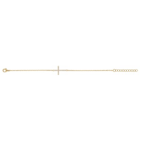 Bracelet femme croix plaque or jaune et oxydes – bracelets plaqué or