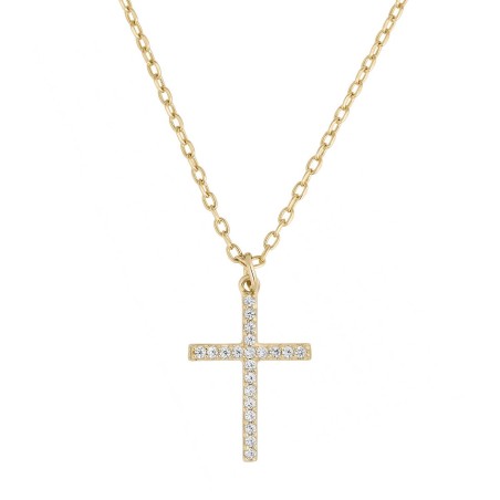 Collier croix empierrée plaque or jaune et oxydes – tous nos colliers femme