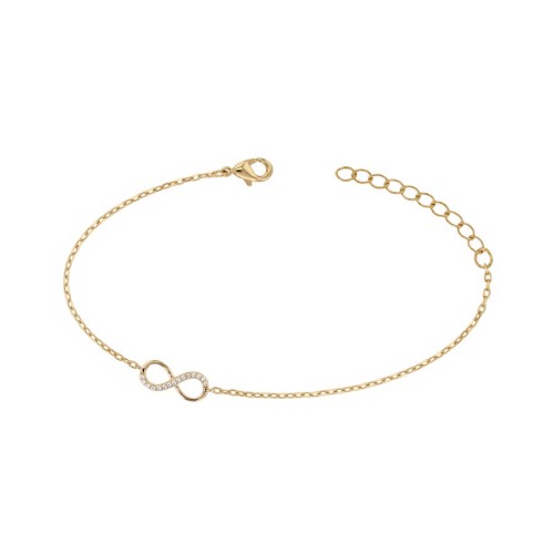 Bracelet Femme Signe Infini PLAQUE OR Jaune et Oxydes