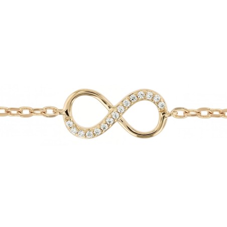 Bracelet femme signe infini plaque or jaune et oxydes – bracelets plaqué or