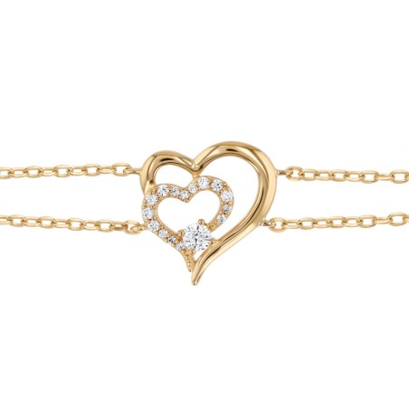 Bracelet femme coeur plaque or jaune et oxydes – bracelets plaqué or