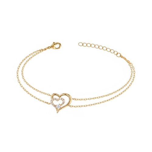 Bracelet Femme Coeur PLAQUE OR Jaune et Oxydes