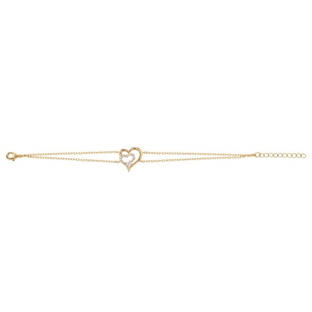 Bracelet femme coeur plaque or jaune et oxydes – bracelets plaqué or