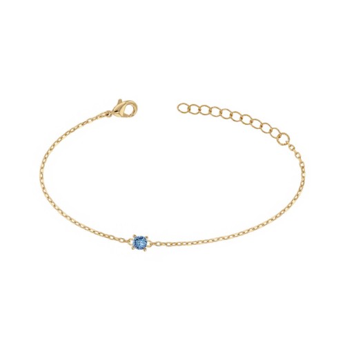 Bracelet femme solitaire EDORA PLAQUE OR et spinelle bleue