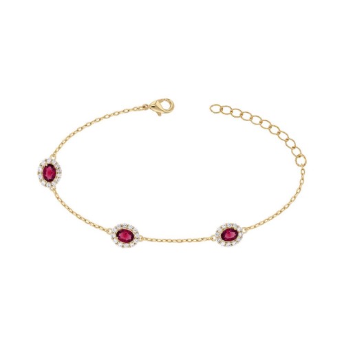 bracelet femme EDORA plaqué or et oxydes rouges EDO76300148