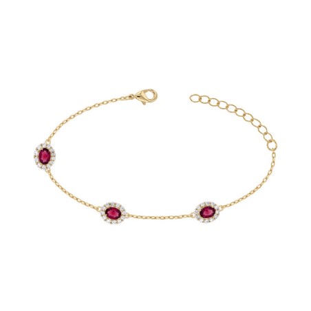 Bracelet femme edora plaqué or et oxydes rouges edo76300148 – bracelets plaqué or
