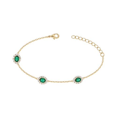 bracelet femme EDORA plaqué or et oxydes verts EDO76300149