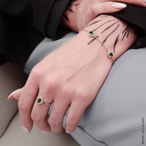 bracelet femme EDORA plaqué or et oxydes verts EDO76300149